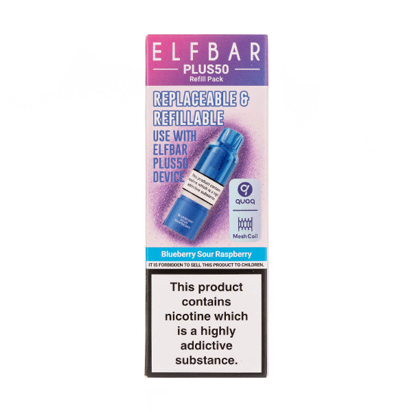 Blueberry Sour Raspberry Plus 50 Prefilled Pod + Refill by Elf Bar