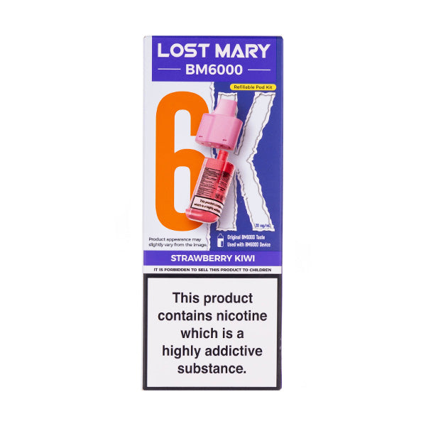 Strawberry Kiwi BM6000 Prefilled Pod + Refill by Lost Mary